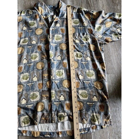 Bachrach 100% Silk Short Sleeve Button Up Martini Bar Drinks Shirt Men’s Size XL - Picture 4 of 6
